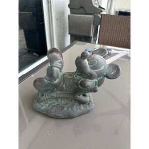 Disney Mickey Mouse Lounging Statue Patina Finish Vintage Decor‎